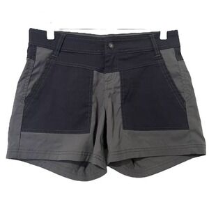 prAna‎ Gray Colorblock Contrast Pocket Nylon Stretch 5" Inseam Shorts Womens 2